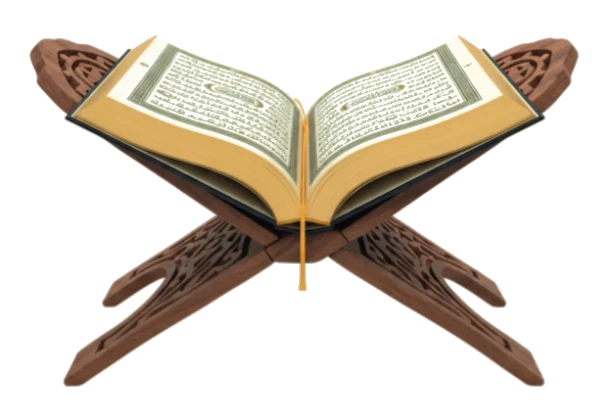 Coran ouvert sur un porte-livre en bois