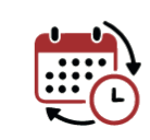 Pictogramme calendrier et horloge - rythme hebdomadaire sur l’année