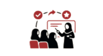 Pictogramme enseignante et apprenantes - suivi individualisé en groupe